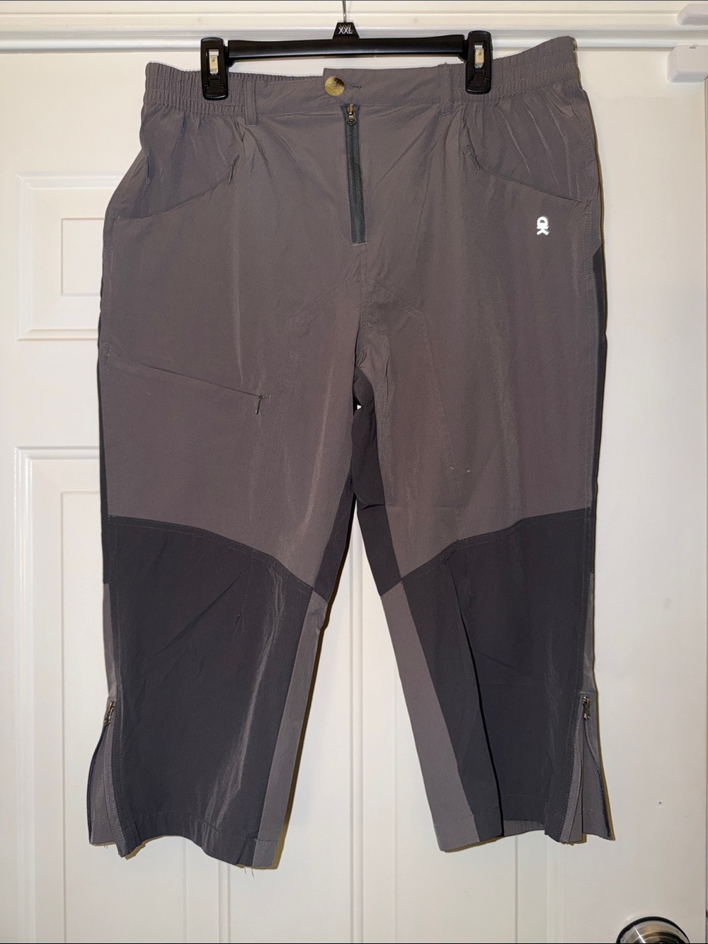 Donna Karan Gray Two-Tone Active Track Capri Pants. Sz XL